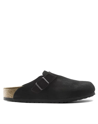 Birkenstock - Boston Suede Leather Sandal - Black